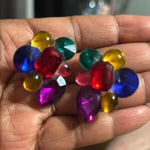 Vintage Multicolor Gemstone Earrings